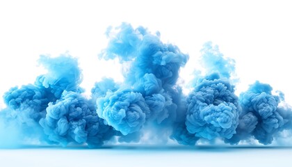 "Blue Smoke Explosion Border - Dynamic Design Element in Isolated Stock Image"