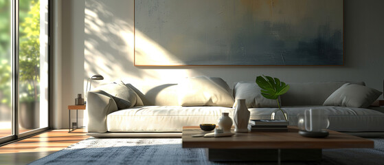 Minimalist living room, modern living advertising