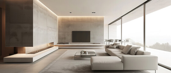 Minimalist living room, modern living advertising