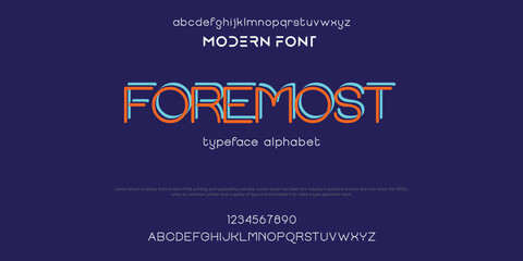 Obraz premium Double line monogram alphabet and tech fonts. Lines font regular uppercase and lowercase. Vector illustration.