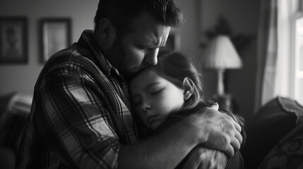 A father comforting his child in an embrace
