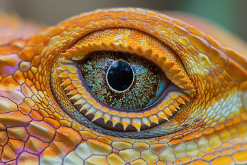 Lizard's eye. Macro. Eye of the Dragon. Generative AI