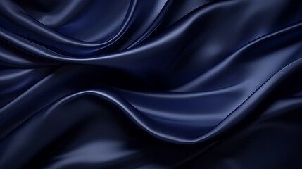 Fototapeta premium Abstract dark background. Silk satin fabric. Navy blue color. Elegant background with space for design. Soft wavy folds. Christmas, birthday, anniversary, award. Template