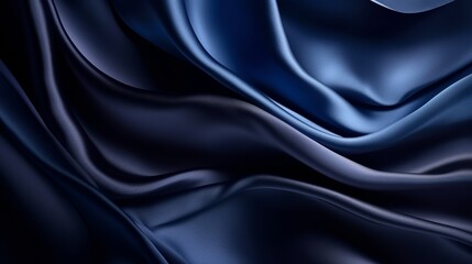 Fototapeta premium Abstract dark background. Silk satin fabric. Navy blue color. Elegant background with space for design. Soft wavy folds. Christmas, birthday, anniversary, award. Template