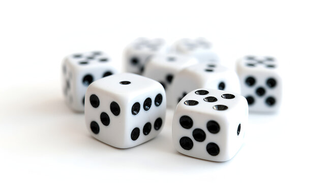 White dices isolated on white background, generative ai
