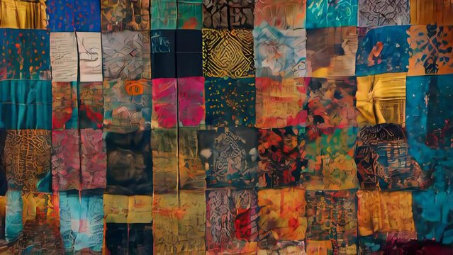 Colorful patchwork quilt background. Close-up image.
