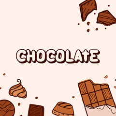 Chocolate vector illustration. Chocolate design cover or banner. Doodle style
