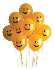 A set of balloons with smiley faces, all in cheerful yellow.