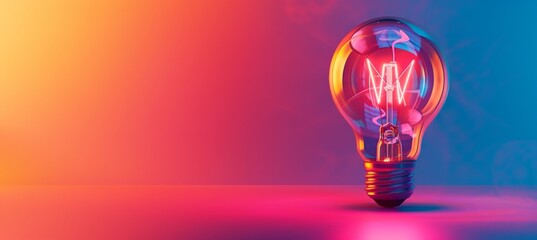 Light bulb on colorful background. Think differently, creative idea concept. Banner for business idea. - obrazy, fototapety, plakaty