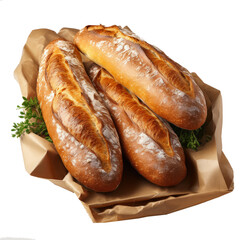 Fresh baguette bread . fresh pastries for breakfast