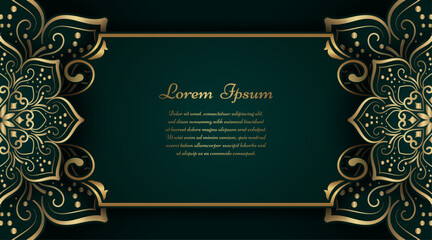 Green background with golden mandala ornament