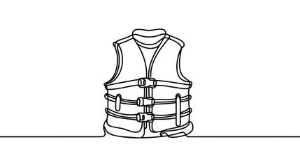 Life Water Jacket One Line Cartoon Doodle - Vector Clip Art, Continuous Line Drawing of Water Jacket Icon.