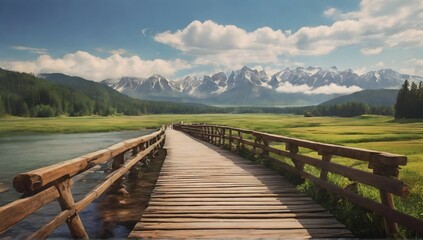 Fototapeta premium Wooden bridge and scenery