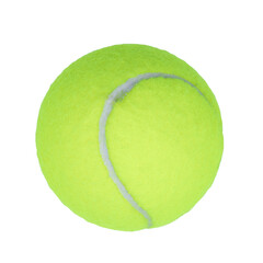 Yellow tennis ball isolated on a cut out PNG transparent background