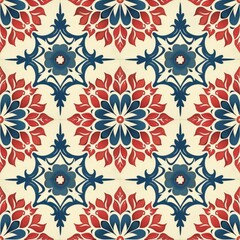 Fototapeta na wymiar A seamless pattern background in Islamic style, incorporating floral motifs. Elegant, repeating floral designs interwoven with traditional Islamic elements