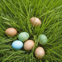 Fototapeta premium photo of a easter eggs in grass