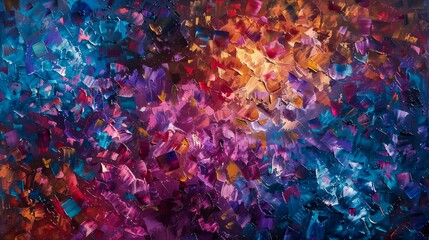 Fototapeta na wymiar An abstract painting bursting with vibrant hues of purple, magenta, violet, and lilac, creating a stunning display of colorfulness through the use of dye and art paint