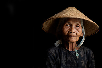 Sowing Wisdom: Capturing the Essence of a Hat-Adorned Rice Working Woman