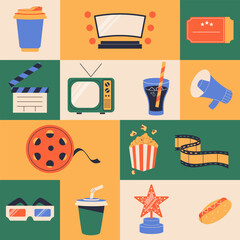 Cinema geometric seamless pattern. Vector illustration