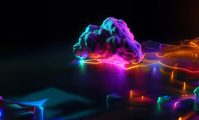 Neon Dreamscape Explosion Created with Generative AI Technology