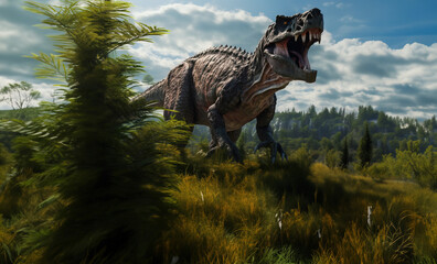 Tyrannosaurus Rex Rampage Created with Generative AI Technology