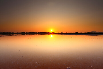 Sunset at a salt lake