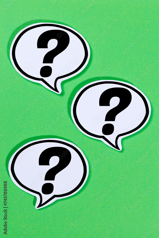 Wall mural question mark as a symbol for asking questions ask help problem information support speech bubble co