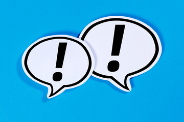 Exclamation mark attention notification alert alarm notice symbol speech bubbles information communication concept talking saying