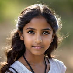 Close-up Studio Portrait of a 10-year-old Indian Girl with Curiosity in Her Eyes