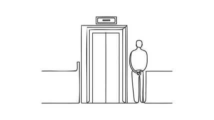 Lift line icon. Continuous one line with curl. Elevator sign. Transportation between floors symbol.