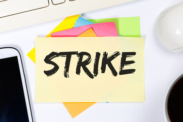 Strike protest action demonstrate jobs, job employees communication business concept on a desk