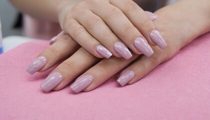 Obraz na płótnie Canvas Close-up manicure of female nails in nail salon