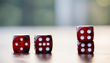 Four dices with a blurry background