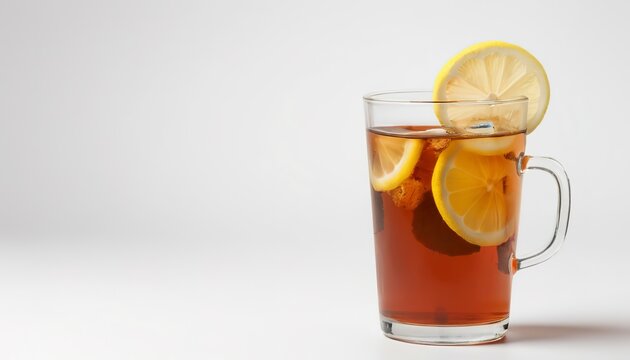 iced tea with lemon isolated on a white background