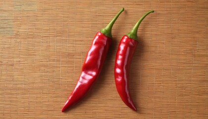 Red chilli on weave bamboo background