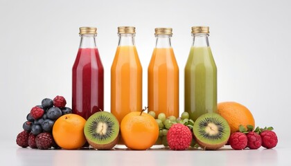 The Bottle of healthy fruit juice isolated on white background