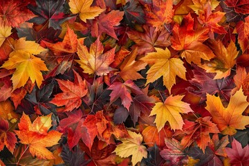 Naklejka na ściany i meble Vibrant autumn maple leaves nature beauty showcased generated by AI