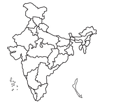 India map isolated on white background. India map with states. Indian background. Perfect for wallpapers, backdrop, poster, sticker, banner, label etc. vector illustration.