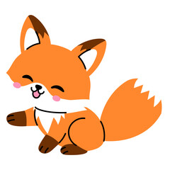 happy cute fox sitting cartoon illustration