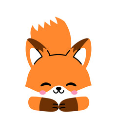 happy cute fox crouch cartoon illustration