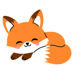 happy cute fox sleep cartoon illustration