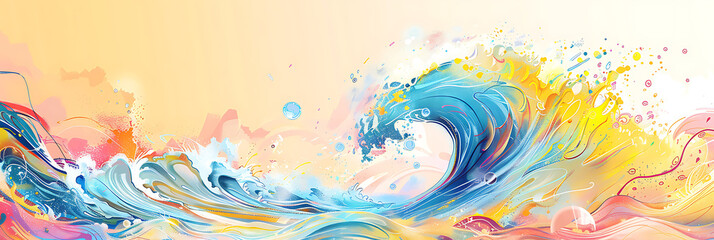 Fototapeta na wymiar watercolor background with an image of the ocean wave