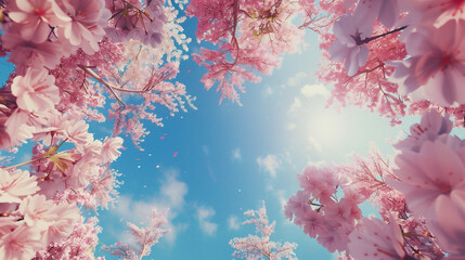桜と青空の背景