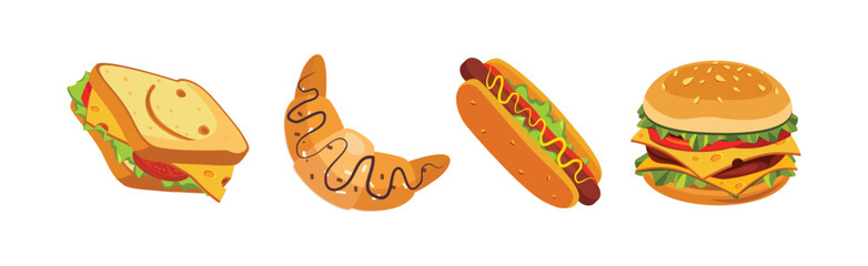 Fast Food Bright Object and Item Vector Set