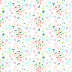 seamless pattern with confetti and flower ball element