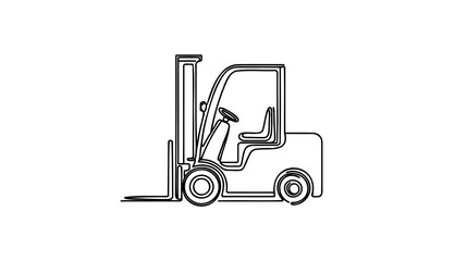 Continuous one line drawing forklift truck with boxes.