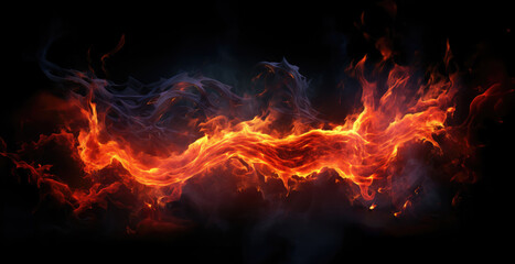 Fototapeta na wymiar Fiery flame with dark background