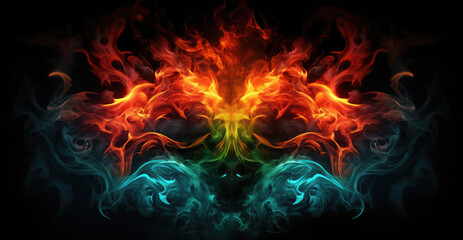 Fiery flame with dark background