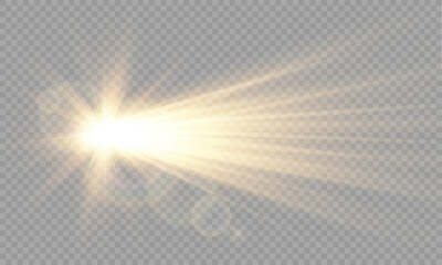 Vector transparent glowing effect sunlight special lens flare light effect. Sun, Sunrays, and Glare. Gold Flare and Glare. PNG	
