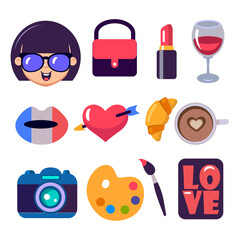 set of french vector flat icons - 745788572